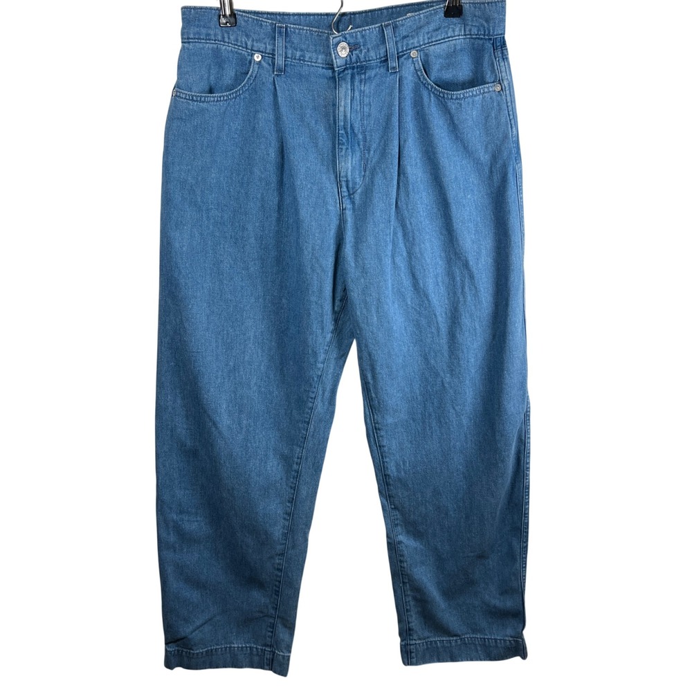 AYR The Hooky Jeans Cotton Hemp Womens Size 30 Light Wash Pleated Cropped Denim‎